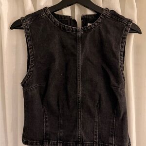 Abercrombie & Fitch Black Denim Crop Top